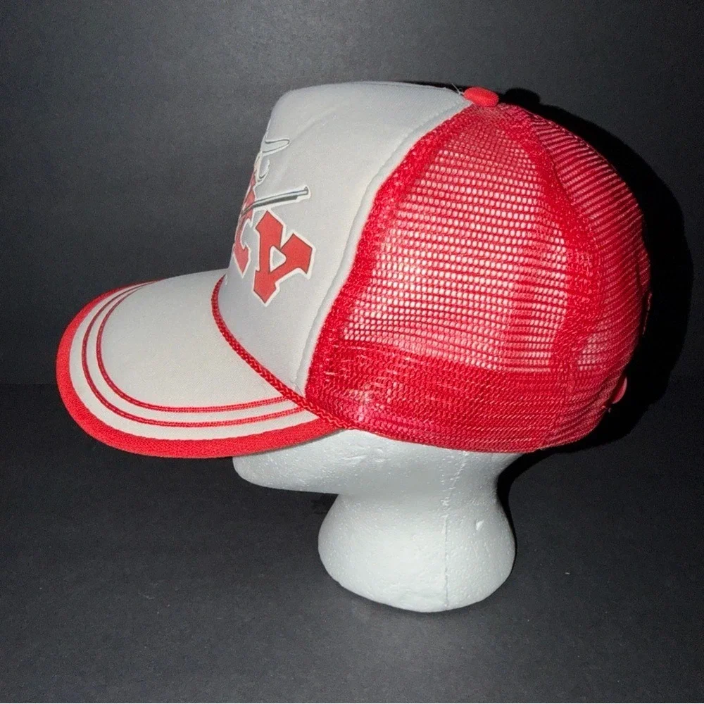 Vintage UNLV Rebels Trucker Hat‎ Hey Reb Mascot Mesh Snapback Red White NCAA Hat